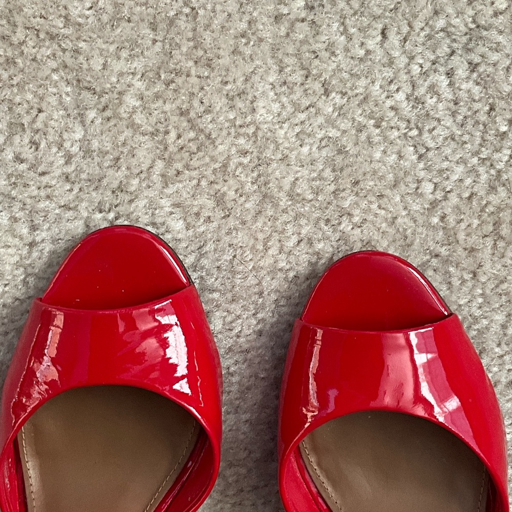 Tory Burch Red Patent Leather Wedges - Picture 14 of 14
